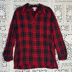 Vintage wool blend wallace plaid long‎ sleeve button up shirt size large
